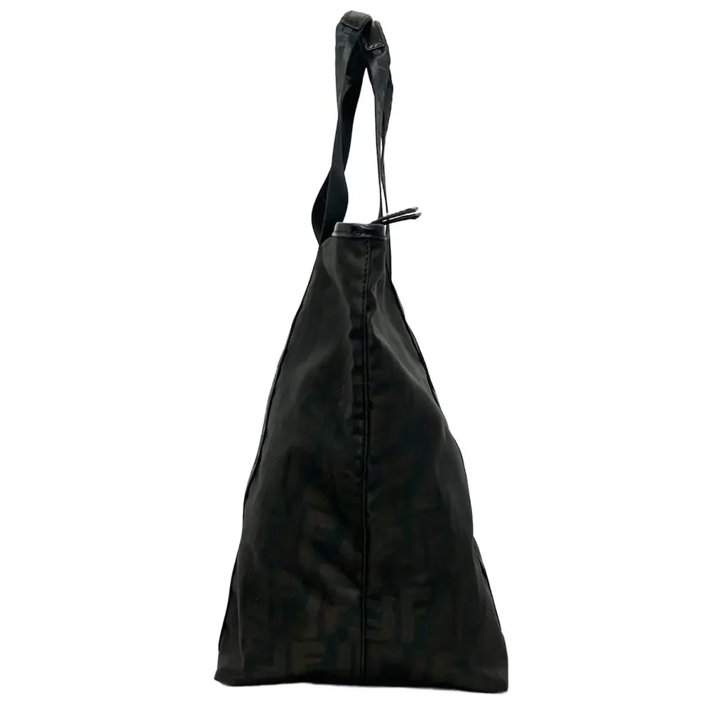 Fendi Zucca Handbag 7VA240 Dark Brown Black Nylon Leather